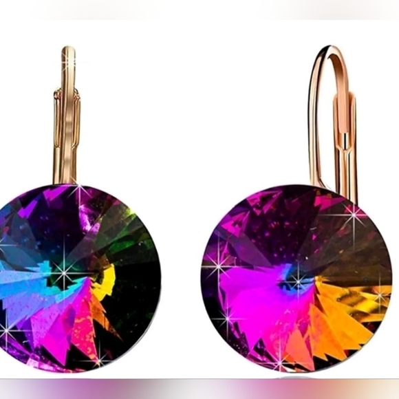 Multicolor Crystal Drop Earrings - Picture 2 of 2